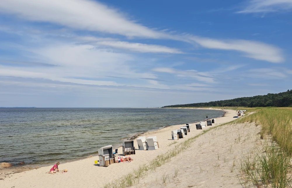 Het strand bij Lubimin langs de route van de Norddeutschen Romantik