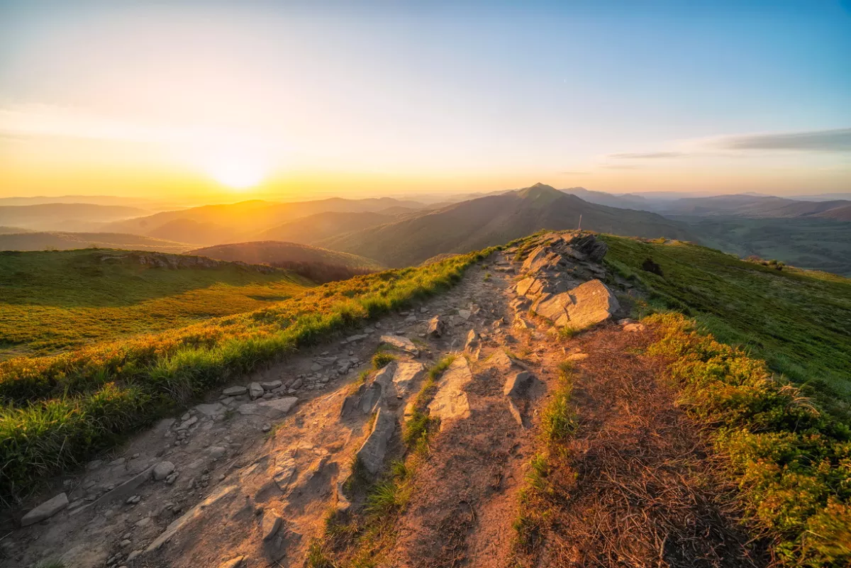 Vergezicht vanaf de Main Beskid Trail, een van de populairste routes in Polen